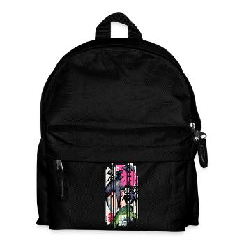 Ver.1 - Geometrische Frau, traditioneller Ninja - Kinder Rucksack - Schwarz - Vorne