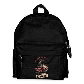 alte Lokomotive Schmalspur sächsische Bahn Sprüche - Kinder Rucksack - Schwarz - Vorne
