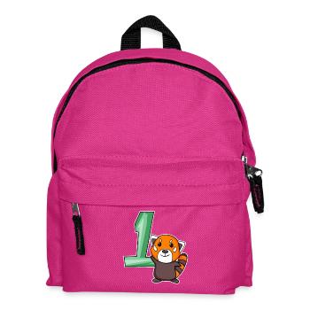1 Jahr alt - Einschulung - Kleiner Panda Motiv - Kinder Rucksack - Fuchsia - Vorne