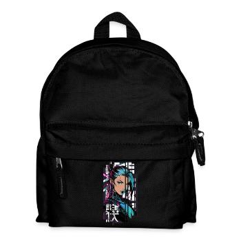 Frau cyberpunk Geometrischer Manga rosa blau japan - Kinder Rucksack - Schwarz - Vorne