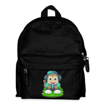 Affe Kopfhörer Musik - Kinder Rucksack - Schwarz - Vorne