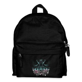 Hirsch Hirsche Wild Blumen Natur Waldtiere Rehbock - Kinder Rucksack - Schwarz - Vorne