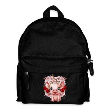 Pig, Cherries, Cherry, Piglet, Cherry Blossom - Kids' Backpack - black - Front