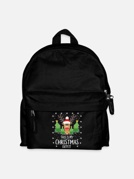 Reindeer Christmas Fir Trees Snowflakes - Kids' Backpack - black