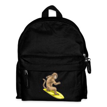 Affe Surfen Surfbrett Sommer - Kinder Rucksack - Schwarz - Vorne