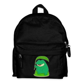 Frosch mit Blatt als Sonnenschirm - Kinder Rucksack - Schwarz - Vorne