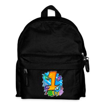 Zahl 1 Nummer Eins - Fische Motiv - Kinder Rucksack - Schwarz - Vorne