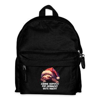 Zähne Geputzt Gute Nacht Faultier Weihnachten - Kinder Rucksack - Schwarz - Vorne