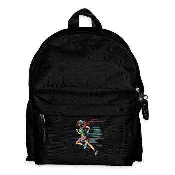 Läuferin Comic Look - Kinder Rucksack - Schwarz - Vorne