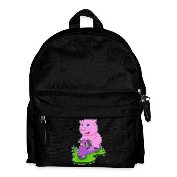Schwein Motorroller - Kinder Rucksack - Schwarz - Vorne