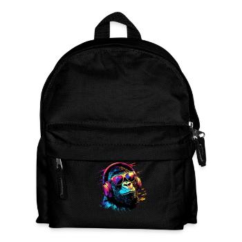 DJ Affe Kopfhörer Sonnenbrille Musik Party Affen - Kinder Rucksack - Schwarz - Vorne