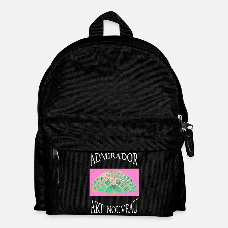 Art Nouveau Fächer Pink Grün - Kinder Rucksack - Schwarz