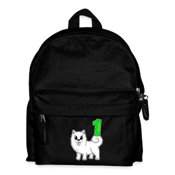 Zahl 1 Nummer Eins - Samojede Hund Motiv - Kinder Rucksack - Schwarz - Vorne