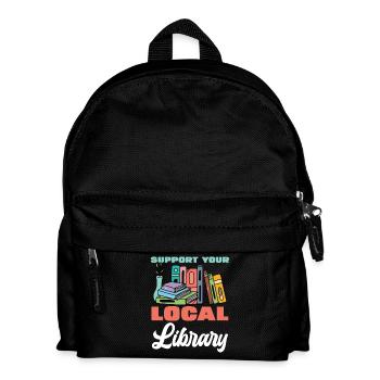 Unterstütze Deine Lokale Bibliothek Bücher Lesen - Kinder Rucksack - Schwarz - Vorne