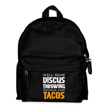 Discus Toss Tips for Tacos: Humorous - Kids' Backpack - black - Front