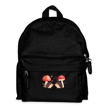 Niedliche Igel und Pilze Herbst Illustration Cute - Kinder Rucksack - Schwarz - Vorne