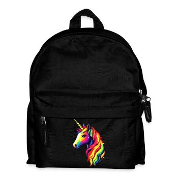 Licorne coloré arc-en-ciel chevaux chevauchant licornes - Sac à dos Enfant - noir - Devant