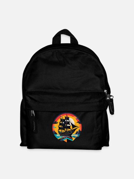 Segelschiff, Fregatte, Boot - Kinder Rucksack - Schwarz
