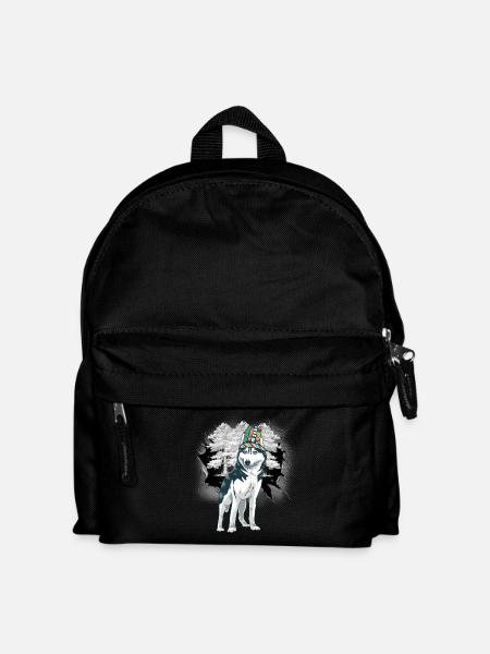 Schamanen Husky Schamane Wolf Wölfe - Kinder Rucksack - Schwarz