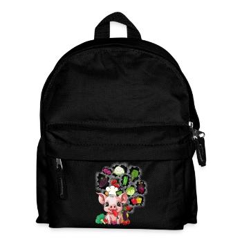 Vegetarian Cooking Piglet Piggy Vegetable Kitchen - Kids' Backpack - black - Front