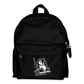 Pinguin schaukelt Cartoon süßes Design - Kinder Rucksack - Schwarz - Vorne