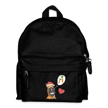Nikolaus Weihnachtsmann Pferd Pferde Santa Rüben - Kinder Rucksack - Schwarz - Vorne