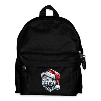 Polygon Art Polar Bear Santa Hat Original - Kids' Backpack - black - Front