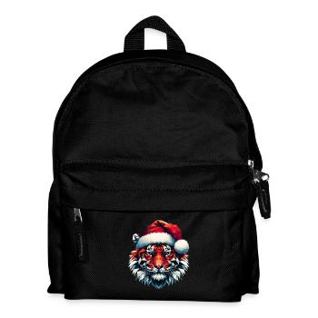 Polygon Art Tiger Santa Hat Original - Kids' Backpack - black - Front