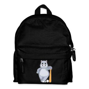 Hippopotamus Baseball Baseball Bat - Kids' Backpack - black - Front