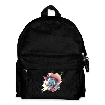 Humorous Cowboy Horse Portrait - Kids' Backpack - black - Front