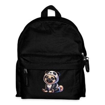Mops Hund im Panda Kostüm Karneval Fasching - Kinder Rucksack - Schwarz - Vorne