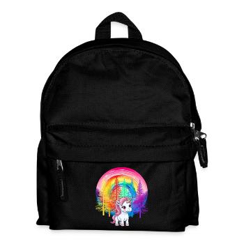 Regenbogen Einhorn Einhörner Kinder Kind - Kinder Rucksack - Schwarz - Vorne
