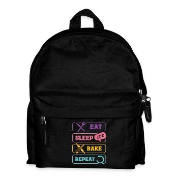Eat Sleep Bake Repeat Lustiges Bäcker Motiv - Kinder Rucksack - Schwarz - Vorne