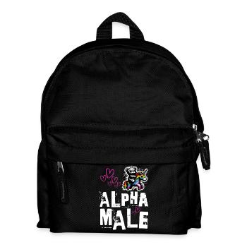 Alpha Einhorn - Süßer Teddy reitet auf Einhorn - Kinder Rucksack - Schwarz - Vorne