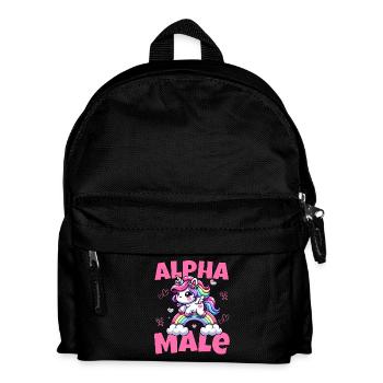 Süßes Alpha Einhorn reitet männlich den Regenbogen - Kinder Rucksack - Schwarz - Vorne