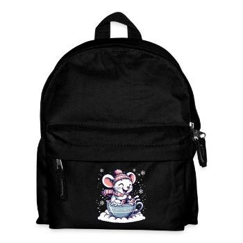 Mignon souris balade traîneau dans la neige drôle - Sac à dos Enfant - noir - Devant