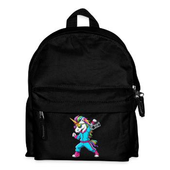 Einhorn in den 80er mit Kassettenrecorder - Kinder Rucksack - Schwarz - Vorne