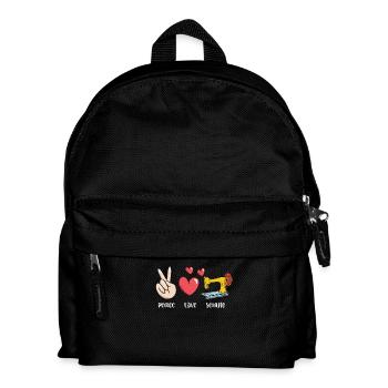Peace Love Sewing Graphic for Sewing Enthusiasts - Kids' Backpack - black - Front