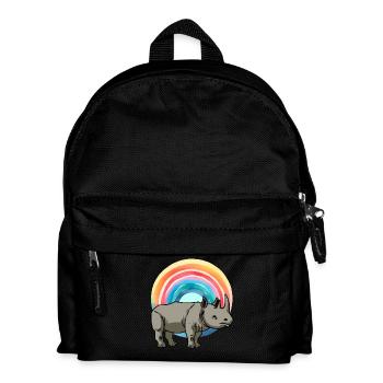 Regenbogen Nashorn Nashörner Zoo Zootiere - Kinder Rucksack - Schwarz - Vorne