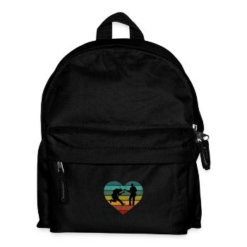 E-Gitarre Bass Herz Retro Silhouette - Kinder Rucksack - Schwarz - Vorne