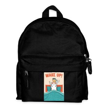 Wake up, morning coffee, bed, wake up, cat - Kids' Backpack - black - Front