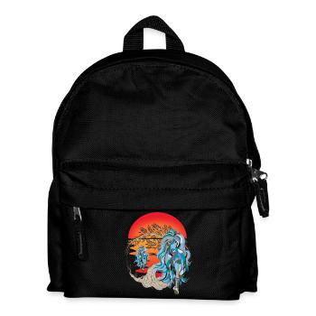 Mystisch Wildpferde Pferd Pferde Natur Reiterin - Kinder Rucksack - Schwarz - Vorne