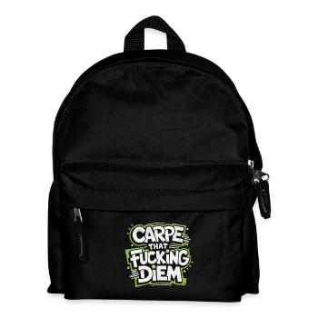 CARPE that... DIEM | Cooles Streetwear-Typo-Shirt - Kinder Rucksack - Schwarz - Vorne