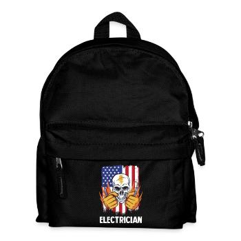 Elektriker Schädel USA Flagge - Kinder Rucksack - Schwarz - Vorne