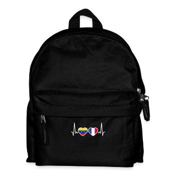 Venezuela Frankreich Herzschlag Flagge Franzose - Kinder Rucksack - Schwarz - Vorne