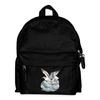 storm, sea, waves, coast, seagull, seagulls, maritime - Kids' Backpack - black - Front