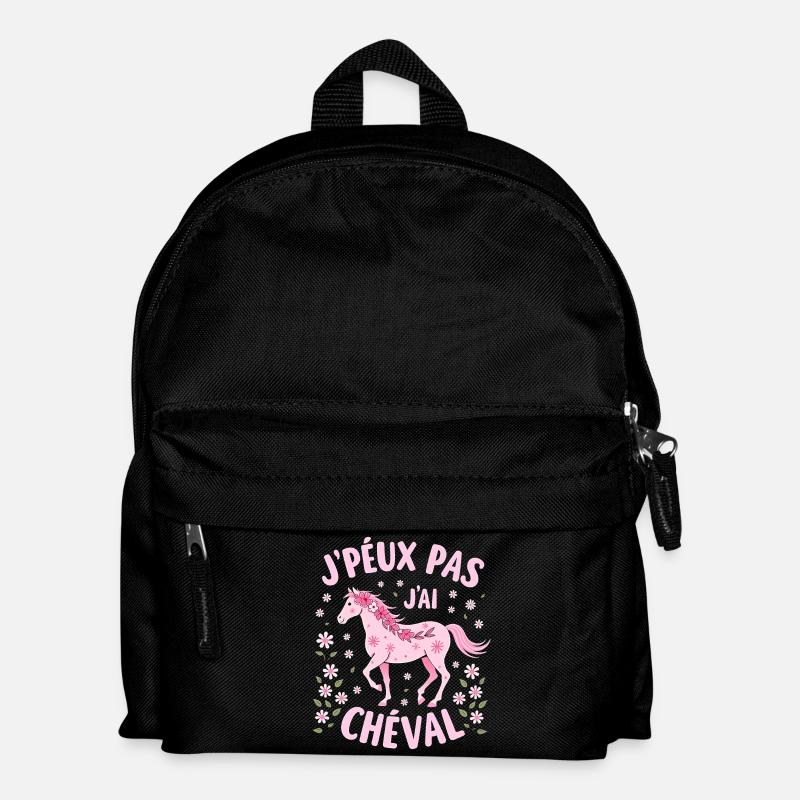 J'Peux Pas J'Ai Cheval, Rose - Sac à dos Enfant - noir