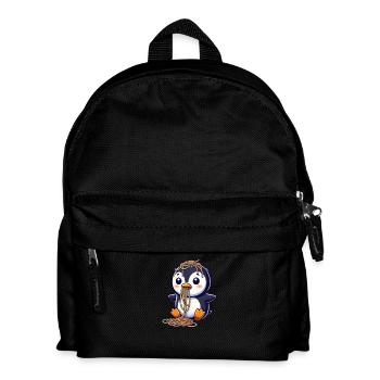 Cute Penguin Spaghetti Cartoon Spill - Kids' Backpack - black - Front