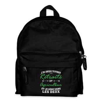 I have two titles: retired and farmer - Kids' Backpack - black - Front