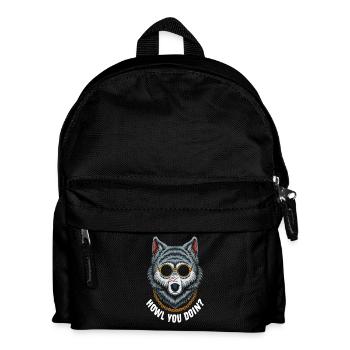 Cooler Wolf Mit Brille Und Kette - Howl You Doin? - Kinder Rucksack - Schwarz - Vorne